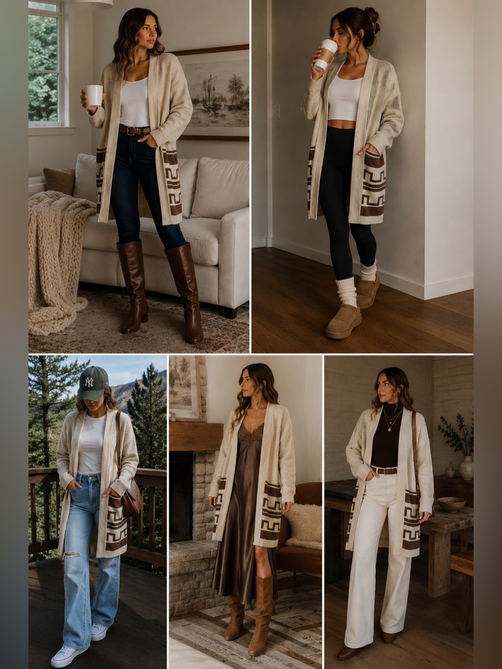 Forever 21 cream tribal cardigan